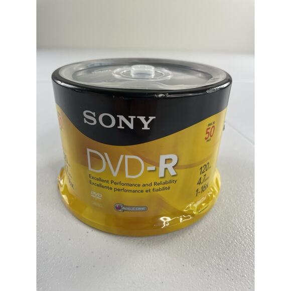 Sony DVD-R 50 Pack 4.7 GB 120 Min Blank Media Disc 1x-16x New Sealed - Picture 1 of 8